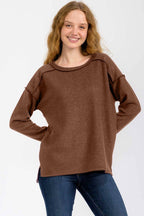 Soft Brushed Metallic Glitter Accents Pullover Top