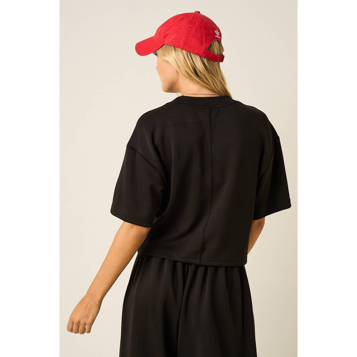 CLOUD KNIT SHORT SLEEVE BOXY CREW NECK TOP