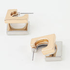 Two Toned Open Dome Hoop Earrings