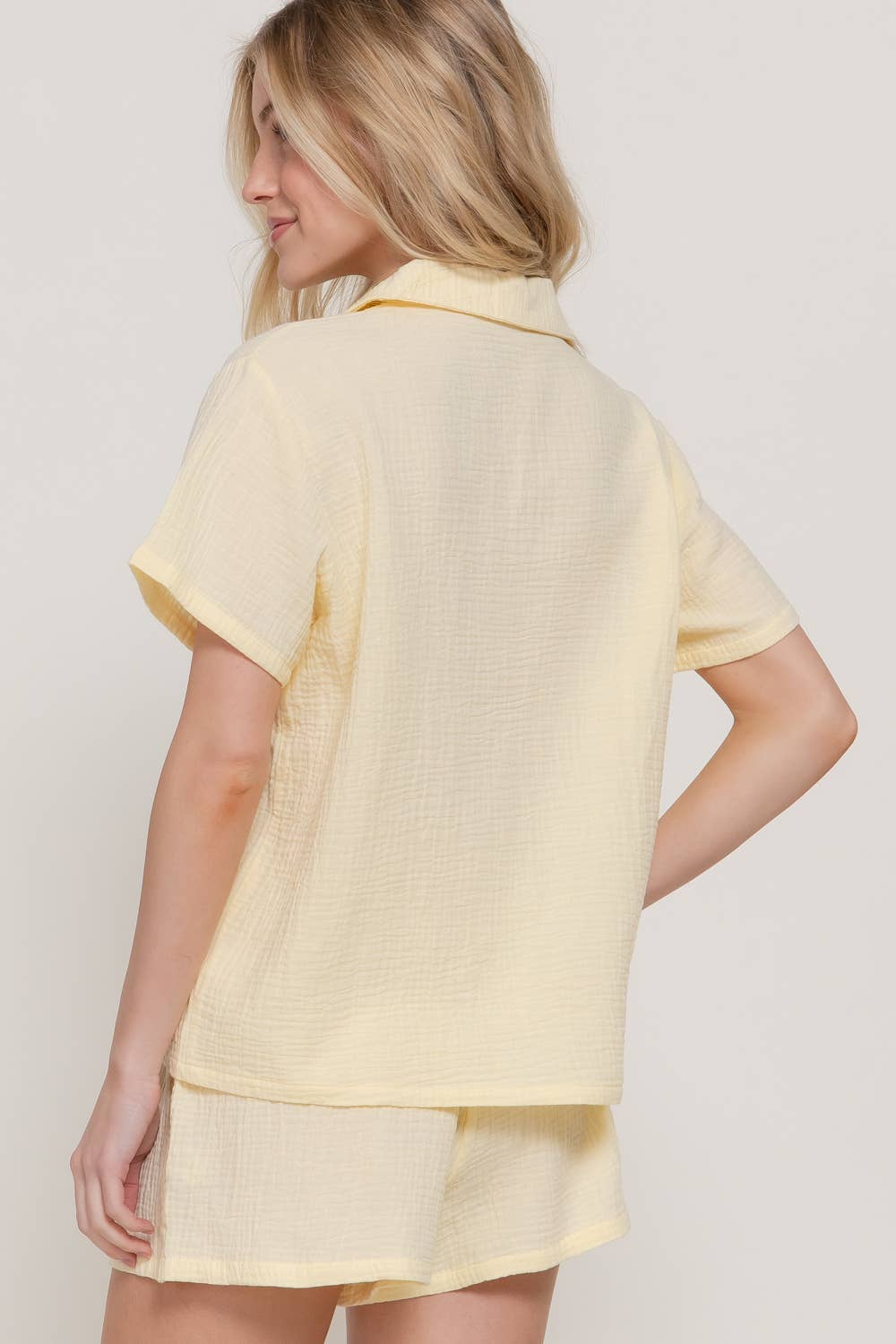 Short Sleeve Resort Collar Shirt & Waistband Shorts Set