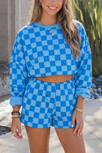 Long Sleeve Crop Top & High Waist Shorts Two Piece Set