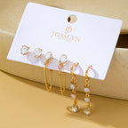 Crystal Stud & Linear Opal Drop Trio Earring Set | 80E62680