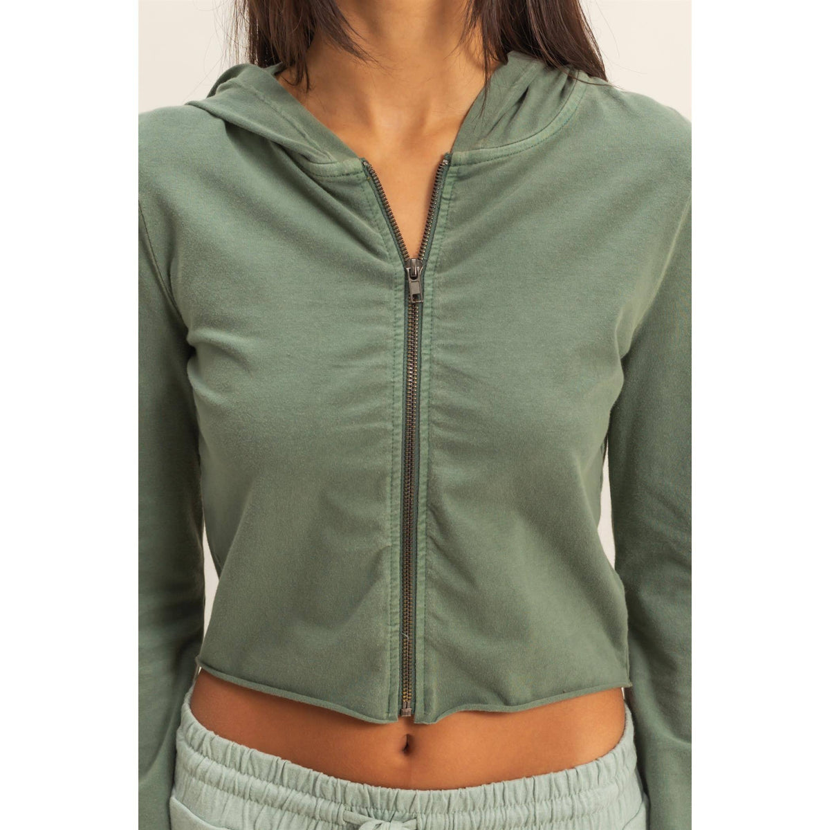 Zip Up Cropped Hoodie