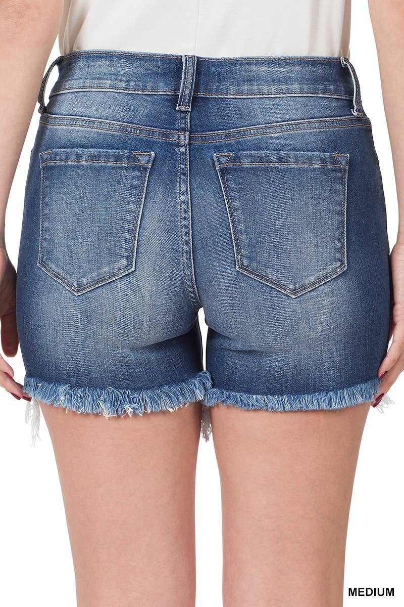 Frayed Hem Denim Shorts