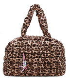 Quilted Scrunchies Leopard Printed Medium Duffle Bag