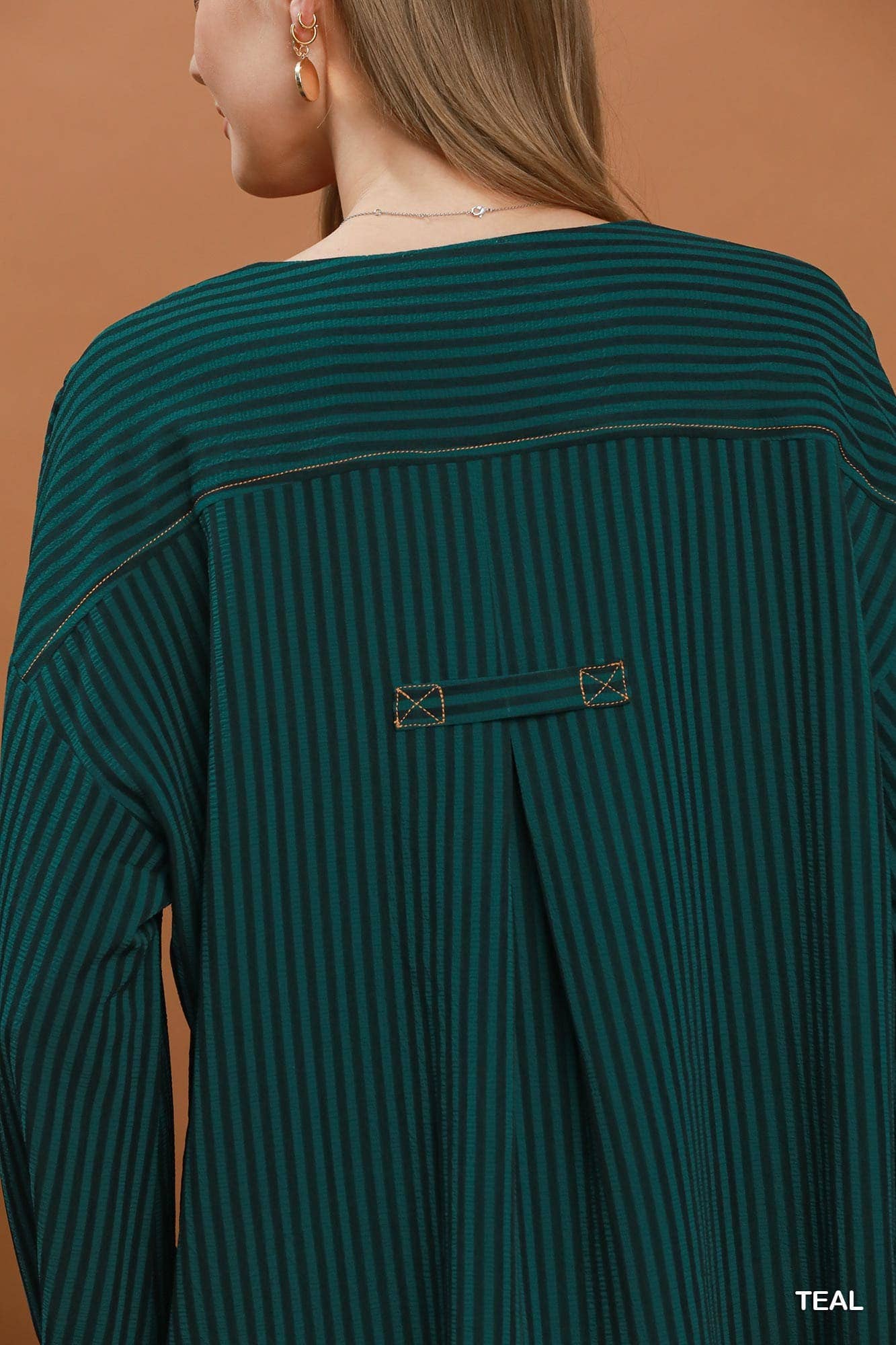 Seersucker Stripe Hi-low Blouse