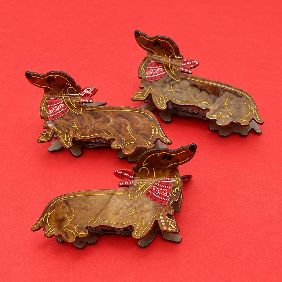 Charming Dachshund Dog Bandana Hair Claw Clip | 40H1235