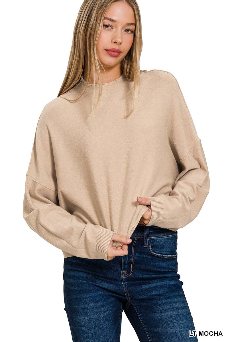 Mock Neck Fall Crop Sweater