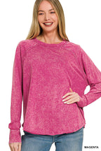 Washed Scoop Neck Long Sleeve Top Zenana