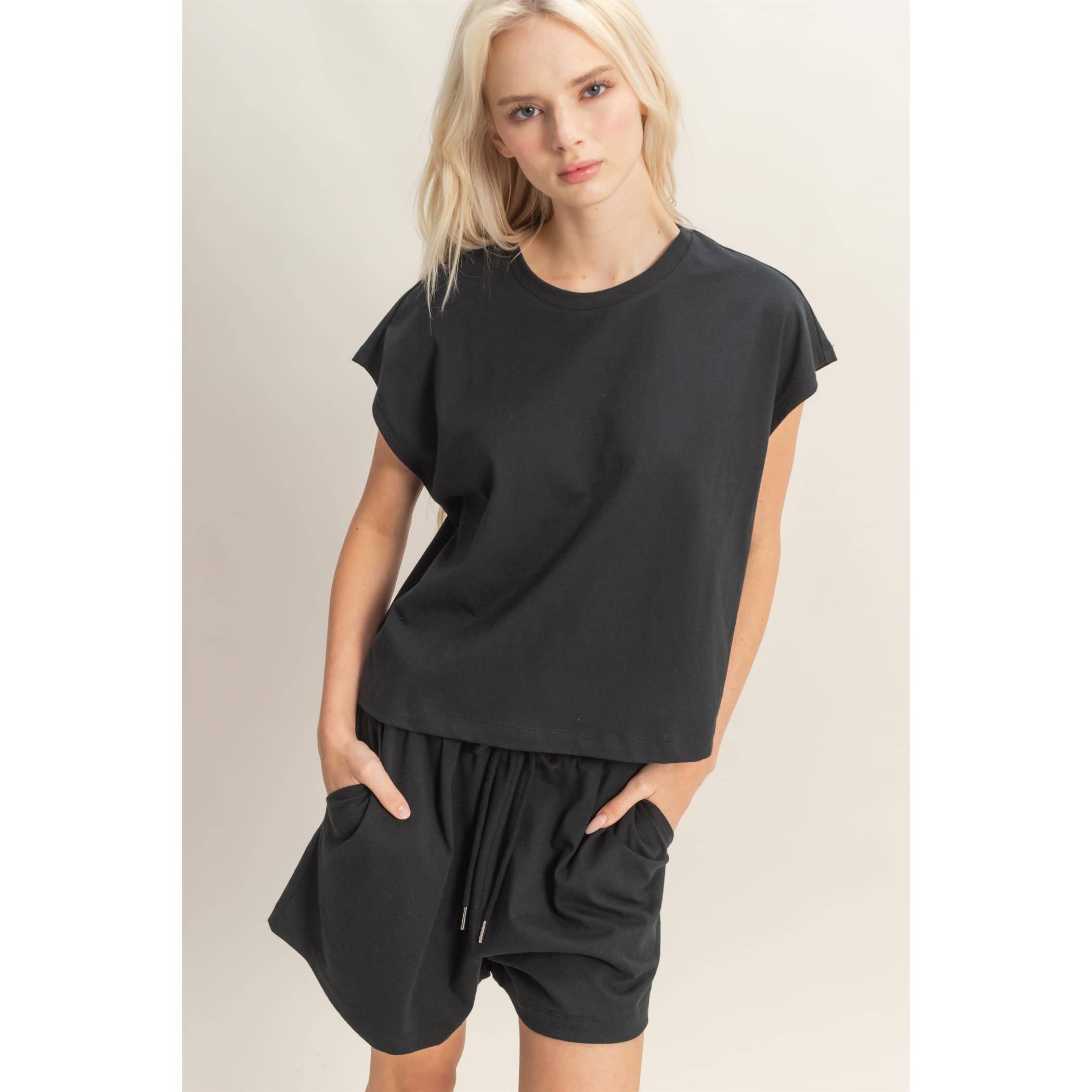 Cap Sleeve Boxy Top And Shorts Set
