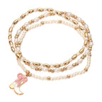 3PCS - Enamel Bow Cowboy Boot Pearl Beaded Multi Layered Bracelet