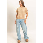 Cable Knit Cap Sleeve Sweater