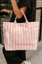 Glossy Striped Large Tote Bag