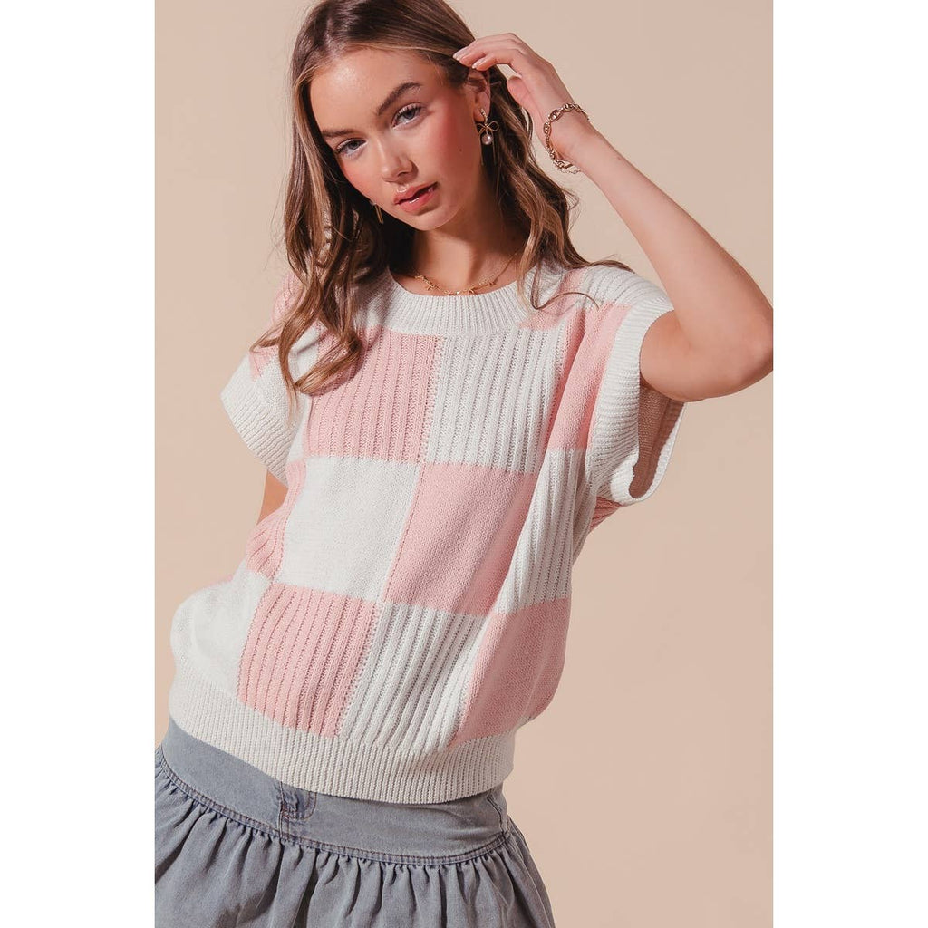 CHECK PLAID CASUAL SWEATER TOP