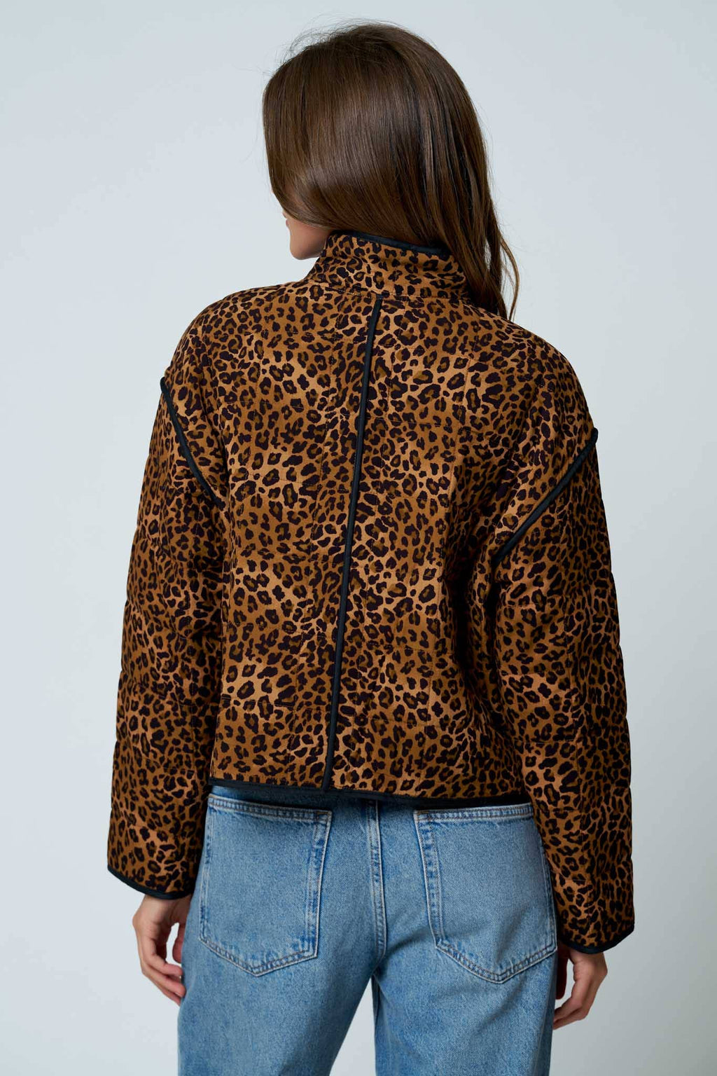 LEOPARD PRINT SNAP BUTTON JACKET