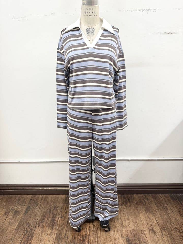 Striped Polo Lounge Set