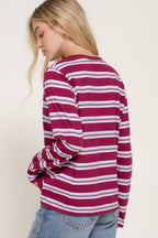 Long Sleeve Crew Neck Y/D Multi Striped Knit Top