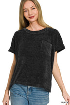 Chenille Waffle Short Sleeve Sweater