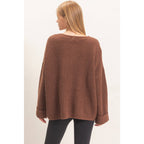 Ribbed Knit Patch Pocket Sweater