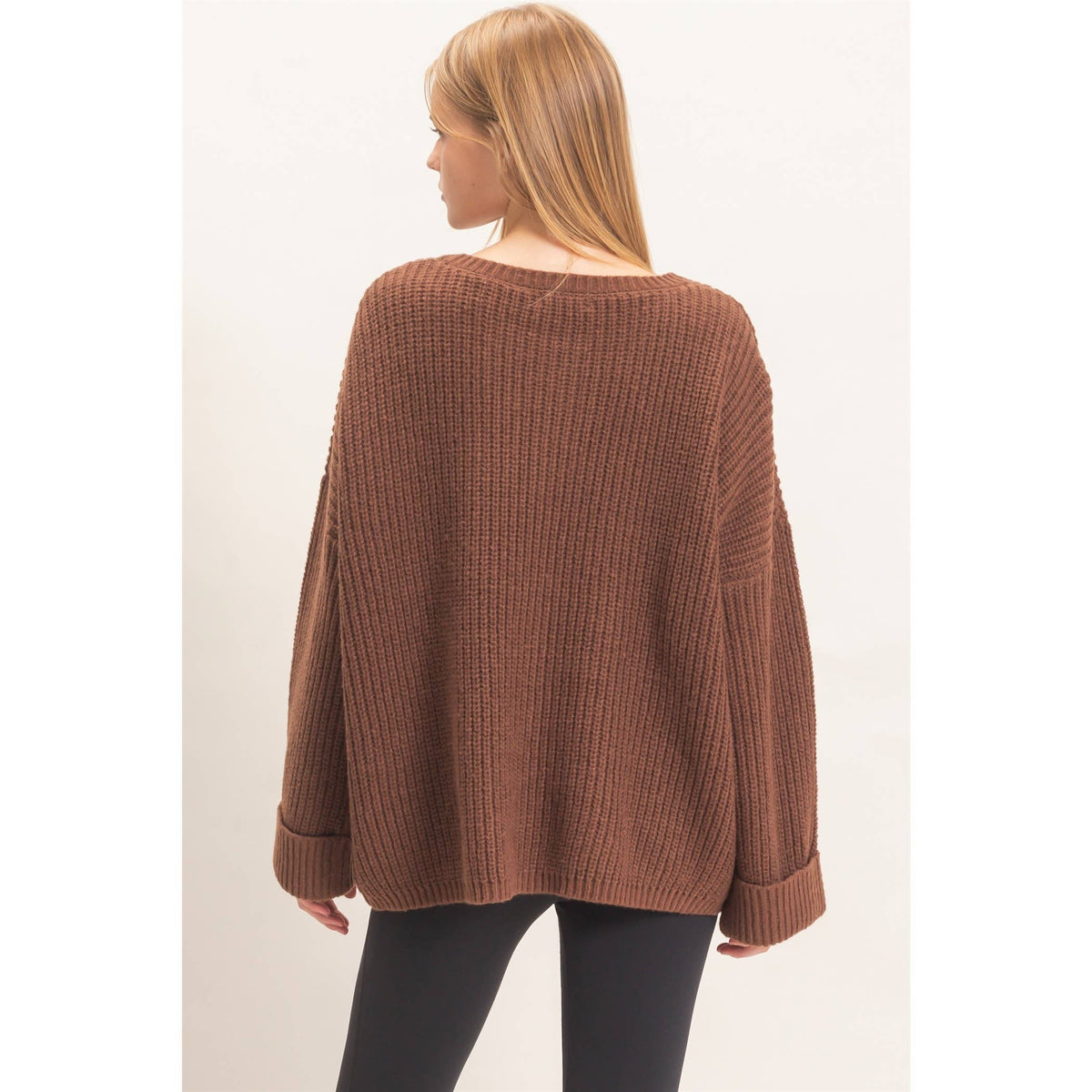 Ribbed Knit Patch Pocket Sweater