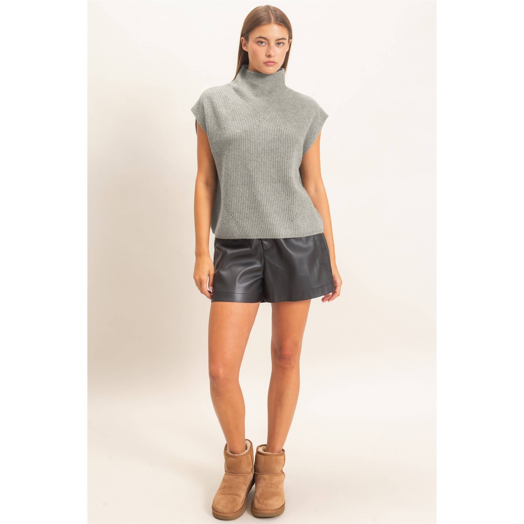 Sleeveless High Neck Sweater