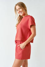Luxe Sand Wash Rib Classic Tee Set