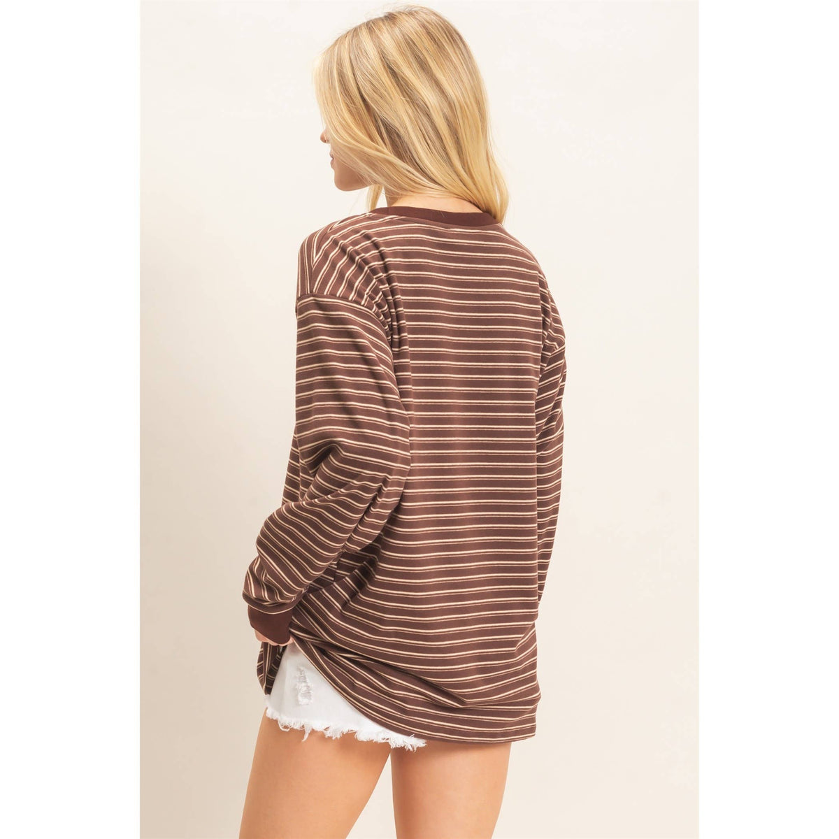 Striped Long Sleeve Crew Neck Top