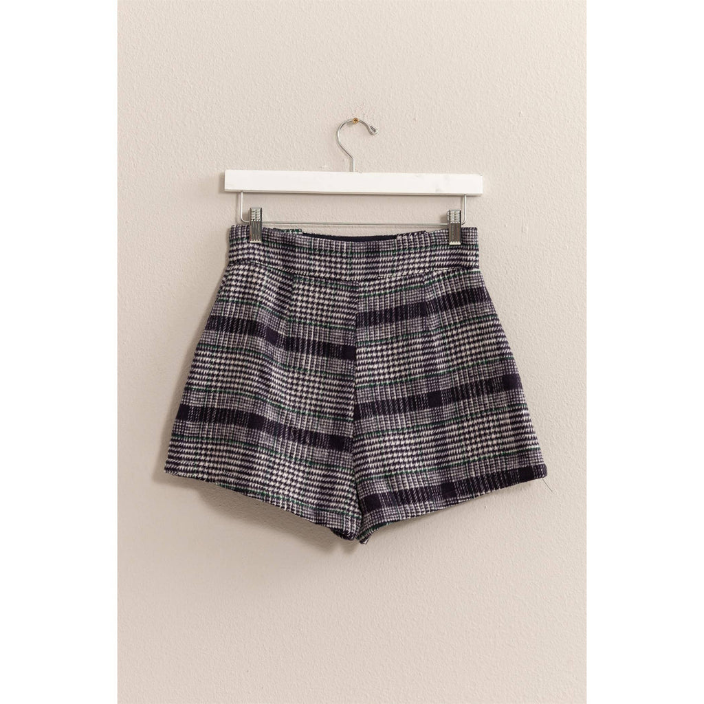 Plaid Twin Zipper-Detail Shorts