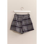 Plaid Twin Zipper-Detail Shorts