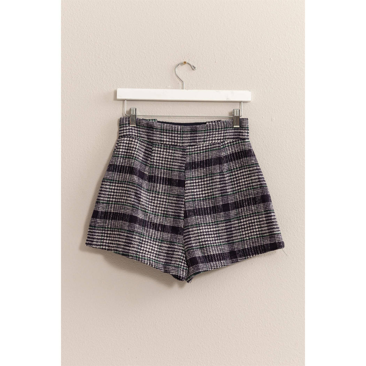 Plaid Twin Zipper-Detail Shorts