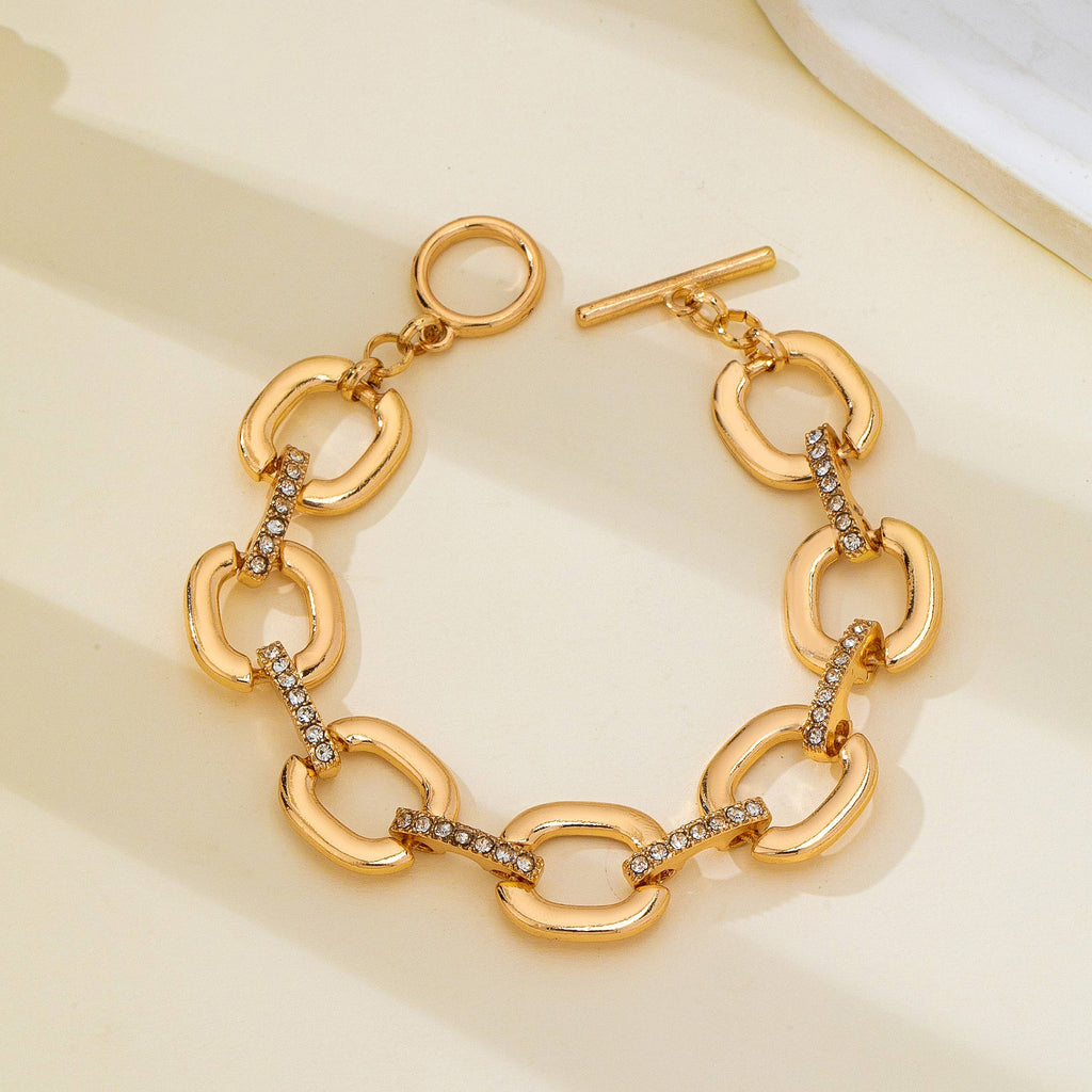 Crystal Glass Pave Bar Link Chain Toggle Bracelet | 80B1890