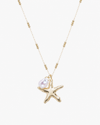 Gold Starfish Pearl Necklace