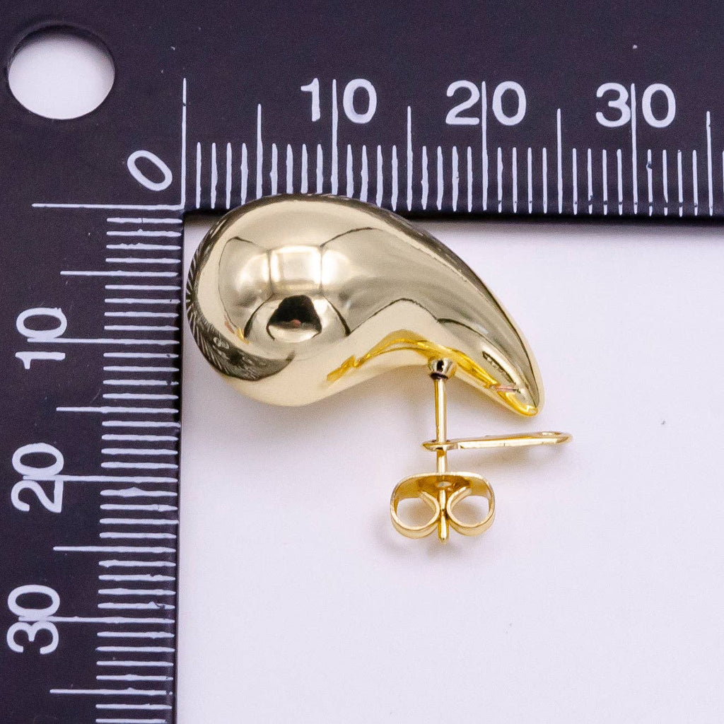 14K Gold Chunky Modern Teardrop