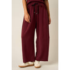 CLOUD KNIT DRAWSTRING WAIST BARREL LEG PANTS