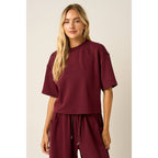 CLOUD KNIT SHORT SLEEVE BOXY CREW NECK TOP