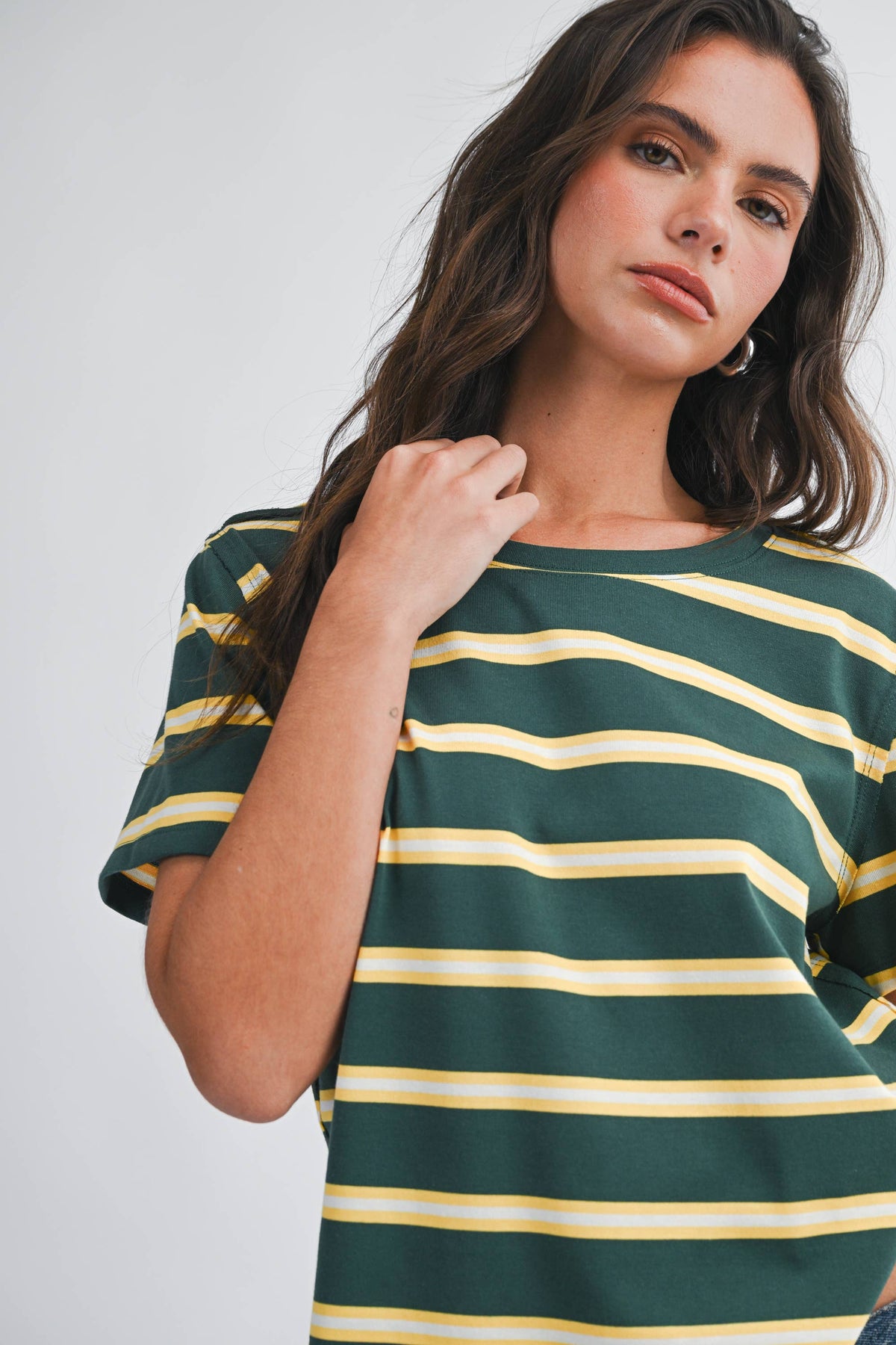 8510HN Striped Boxy Short Sleeve Tee