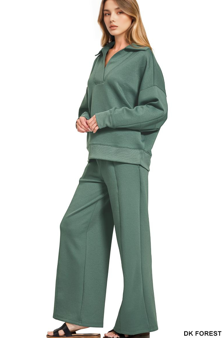 .0909 Scuba Collared Pullover & Pants 2PC Set SI-28755
