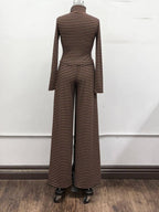 Striped Mock Neck Henley Lounge Set