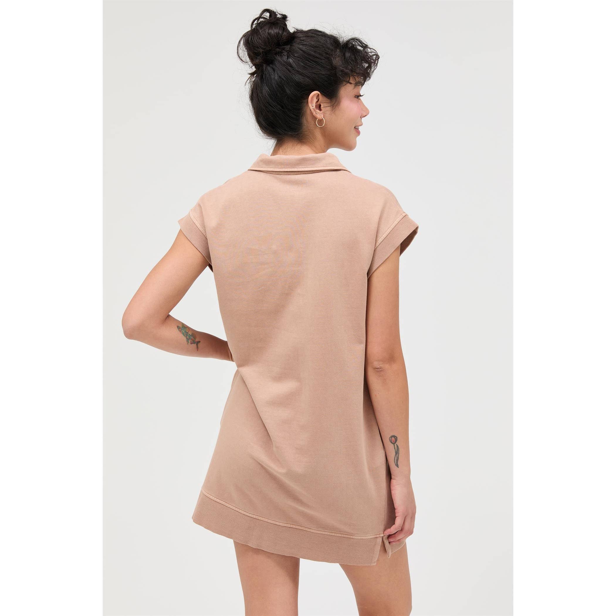 Half Zip Up Mock Neck Mini Dress