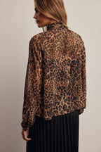 Animal Print Tie Neck Chiffon Blouse FT0074