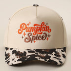 Pumpkin Spice Embroidered Printed Brim Trucker Hat