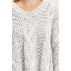 Cable Knit V-Neck Sweater