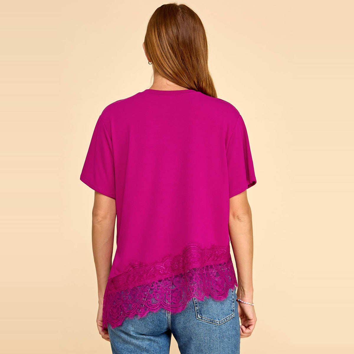Asymmetrical Lace Trim Top B