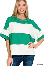 French Terry Color Block Exposed Seam Top