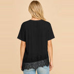Asymmetrical Lace Trim Top B