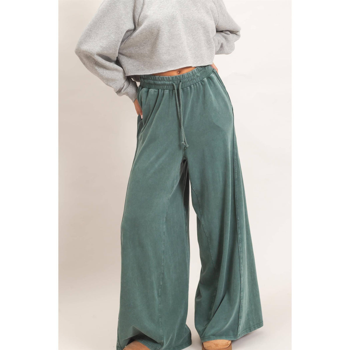 Wide Leg Mineral Wash Pants