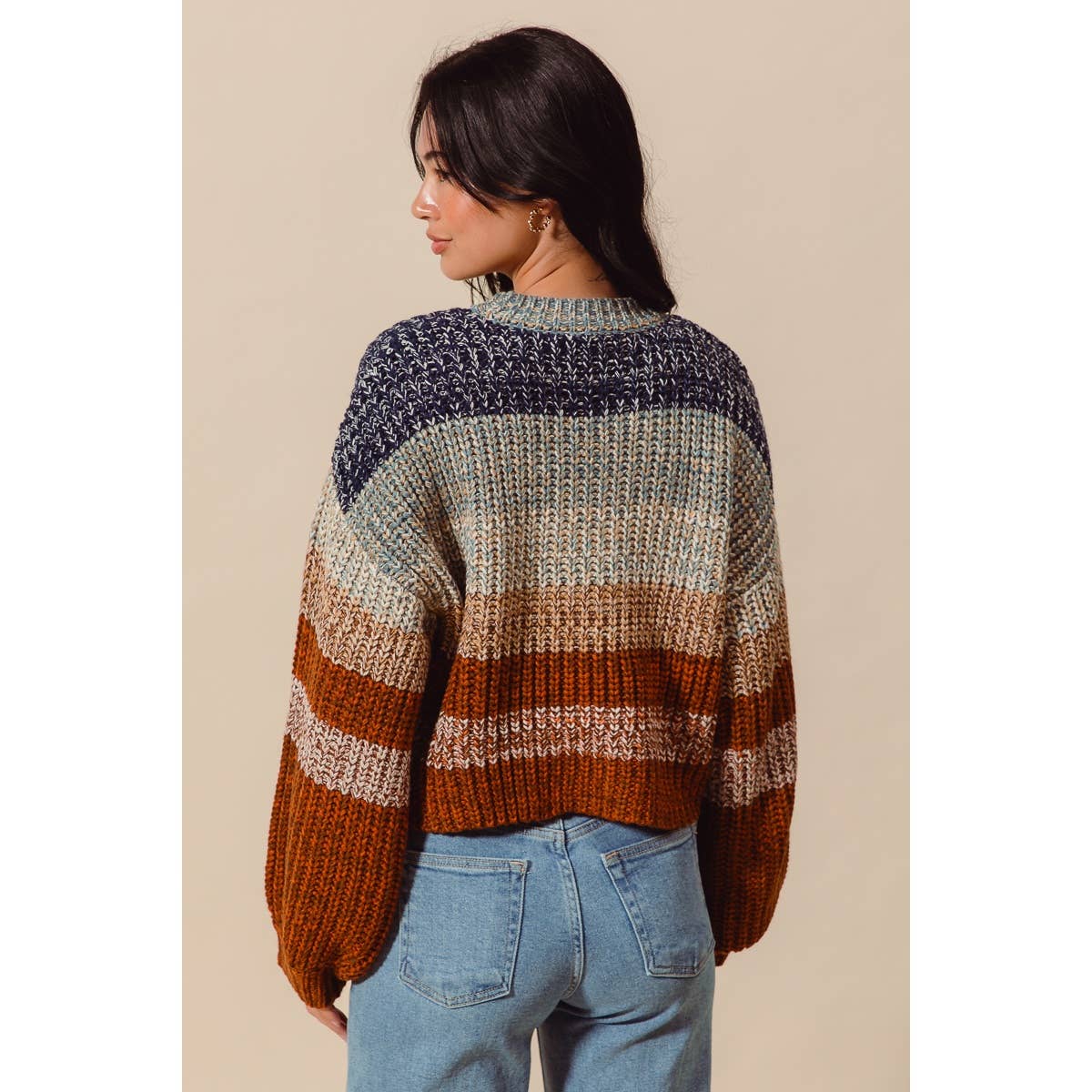 STRIPED MULTI COLOR CROP SWEATER