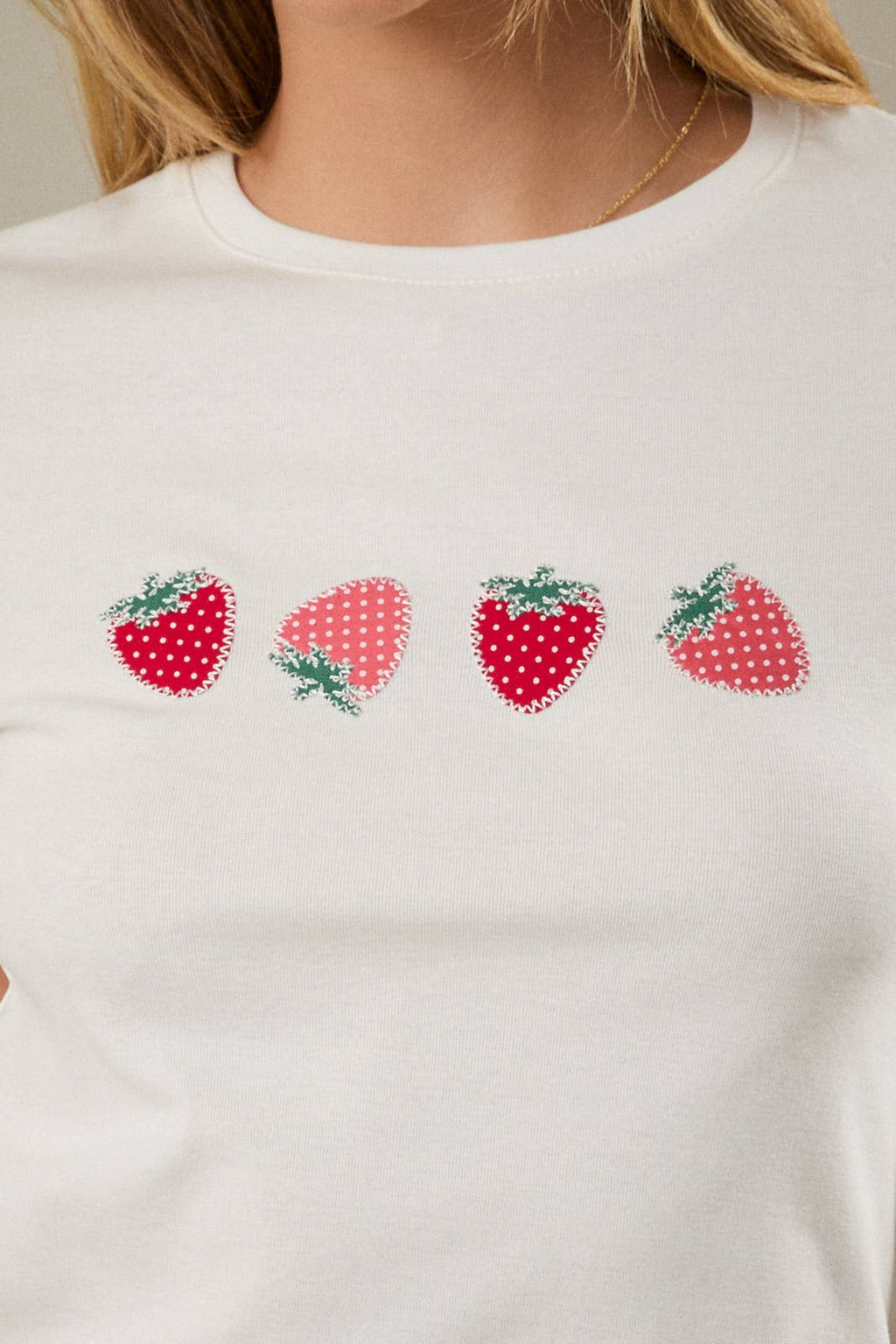 Crop Embroidered Strawberry Top