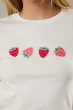 Crop Embroidered Strawberry Top