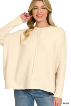 Brushed Melange Hacci Center Seam Oversized Sweater